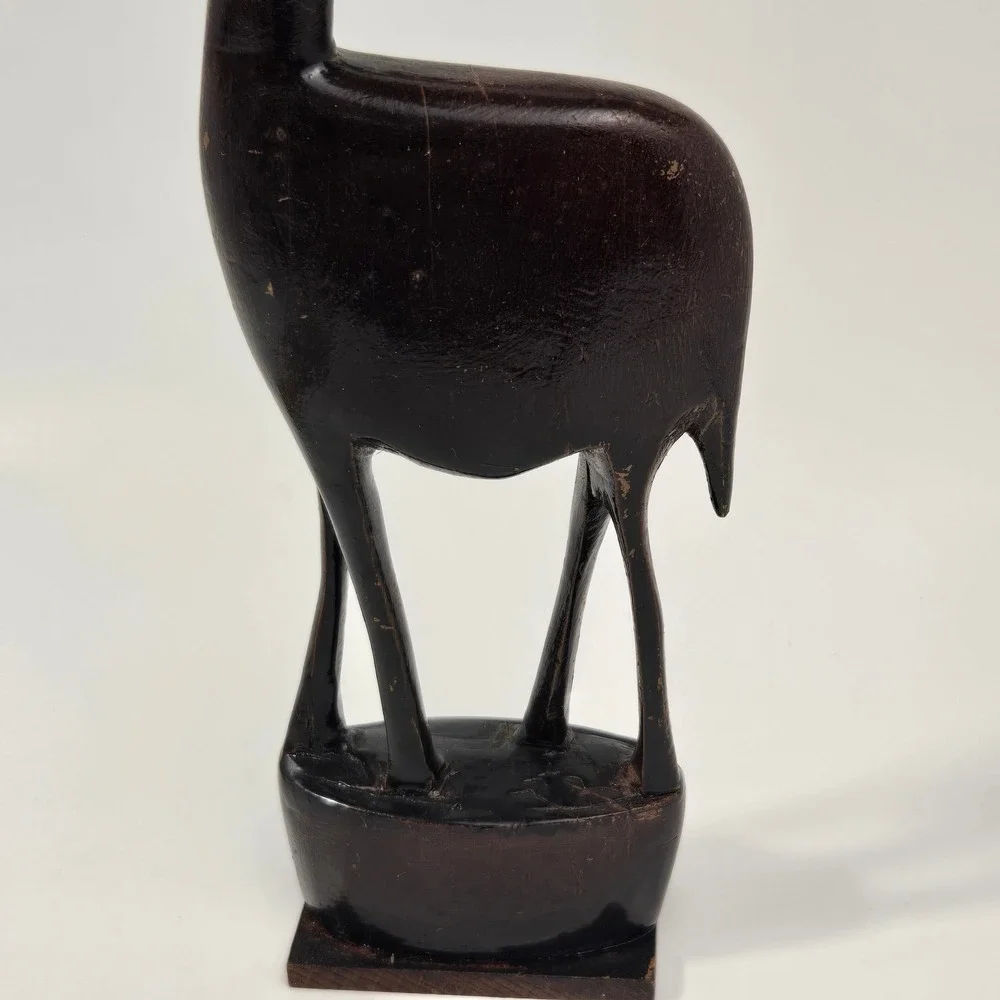 Vintage Hand Carved Ebony Wood Gazelle Statue African Antelope Folk Art Decor 13